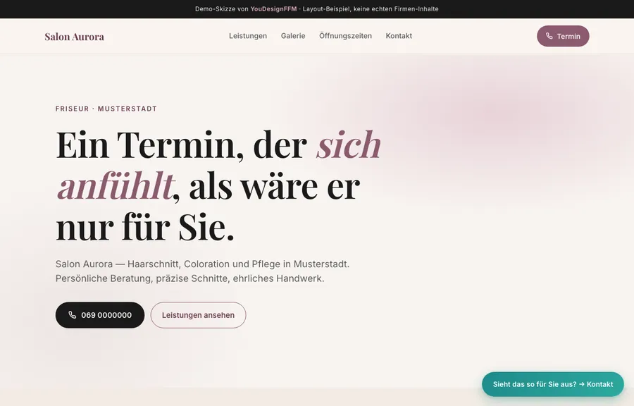 Web-Design-Beispiel, Stufe Business, Friseur & Beauty